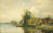 Gustaf Rydberg Landscape with pond France oil painting artist